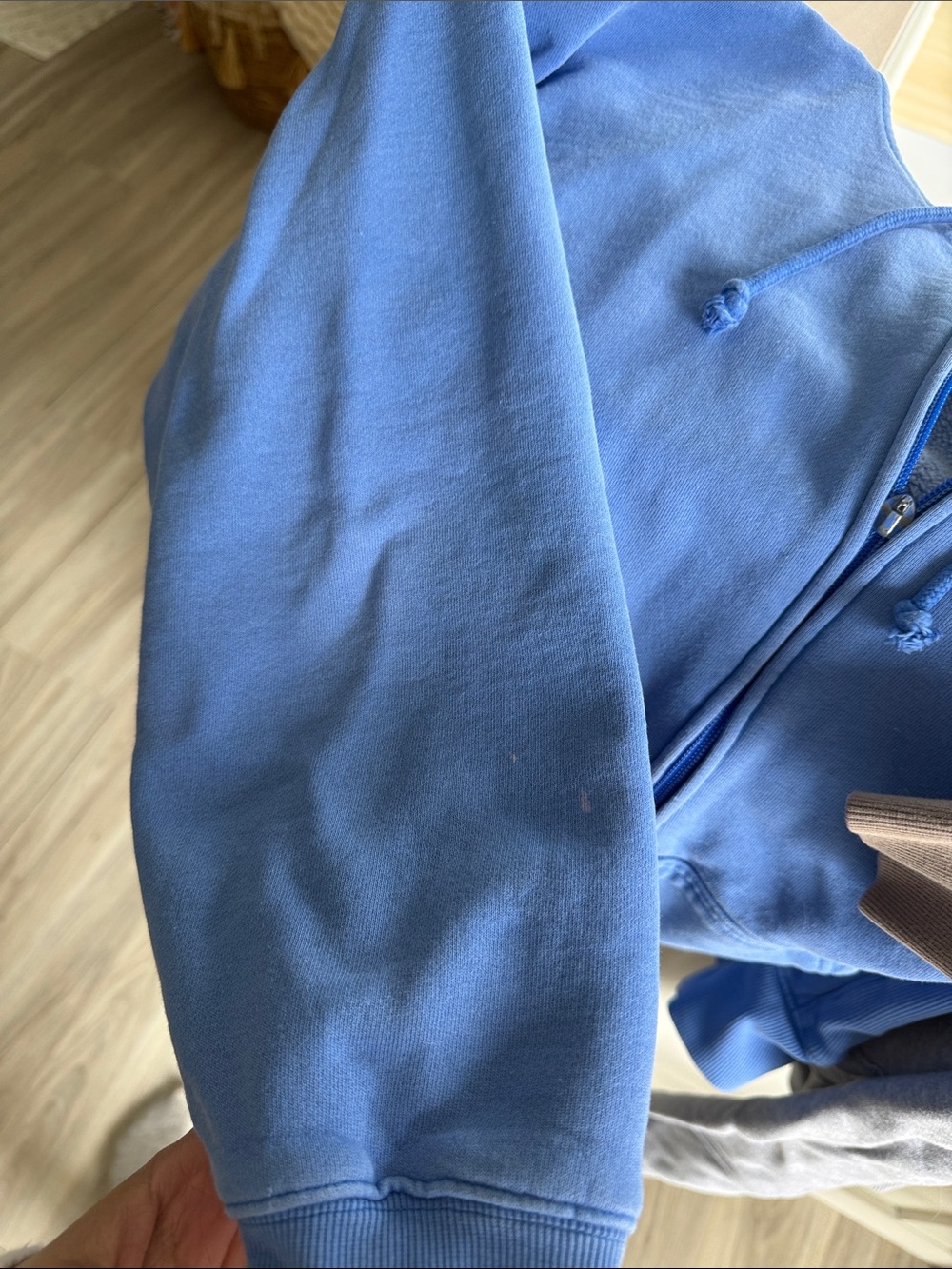 Stack of Aritzia Cozy Sweatshirts - Blue, Tan, Taupe, Gray - Picture 11 of 11
